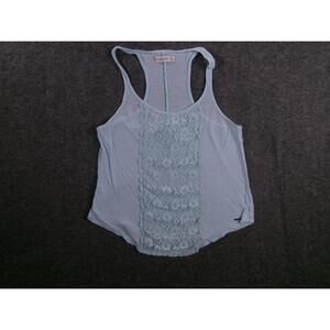 Abercrombie Fitch Tank Top Womens XS Light Blue Floral Lace Racerback Dainty